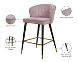 Cassie Contemporary Counter Stools - Set of 2 with Channel Tufting and Sleek Gold Accents