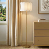 Textured Ceramic Floor Lamp with Scallop-Shaped Shade, Gold
