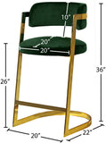 Stephanie Velvet Counter Stool Set - Luxurious Plush Design with Elegant Gold Metal Frame