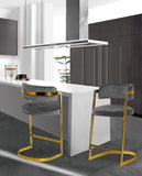 Stephanie Velvet Counter Stool Set - Luxurious Plush Design with Elegant Gold Metal Frame
