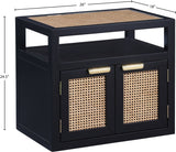 Cole Mid-Century Nightstand with Elegant Cane Detailing and Stylish Brass Handles for Modern Homes