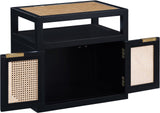 Cole Mid-Century Nightstand with Elegant Cane Detailing and Stylish Brass Handles for Modern Homes
