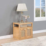 Cole Mid-Century Nightstand with Elegant Cane Detailing and Stylish Brass Handles for Modern Homes
