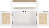 Cole Mid-Century Nightstand with Elegant Cane Detailing and Stylish Brass Handles for Modern Homes