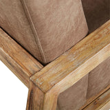 Mid Century Modern Wood Pu Leather Living Room Accent Chair*