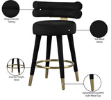 Fitzroy Velvet Counter Stool Set - Sophisticated Design with Upholstered Legs and Gold Accents