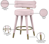 Fitzroy Velvet Counter Stool Set - Sophisticated Design with Upholstered Legs and Gold Accents