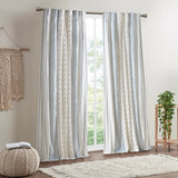 Cotton Printed Curtain Panel 50x108", White/Navy