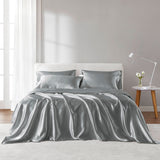 Luxury Satin 6-Piece Sheet Set, Dark Grey