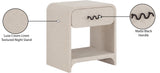Medley Night Stand - Elegant Linen Textured Side Table with Matte Black Handle for Modern Spaces