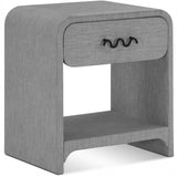 Medley Night Stand - Elegant Linen Textured Side Table with Matte Black Handle for Modern Spaces