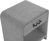 Medley Night Stand - Elegant Linen Textured Side Table with Matte Black Handle for Modern Spaces