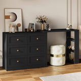 Extendable Makeup Vanity Desk with 6 Drawers