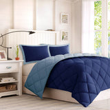 3M Scotchgard 3-Piece Reversible Comforter Set, Navy Blue