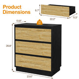 Wide Nightstand with 3 Drawers, Modern Chest of Drawers