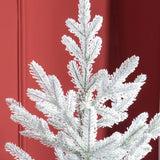 HOMCOM 6 FT Artificial Christmas Tree, Flocked Hinged Xmas Tree with 795 Tips, Steel Base, Auto Open, Green