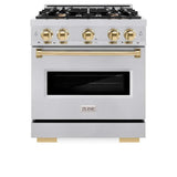 ZLINE 30" Dual Fuel Range, Gas Cooktop, Electric Convection Oven Stainless Steel, Gold CDRZ-30-G