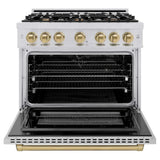 ZLINE 36" Select Dual Fuel Range Gas Cooktop Electric Convection Oven Stainless Steel Champagne Bronze HDRZ-36-CB