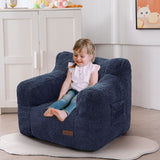 MAXYOYO Kids Sherpa Bean Bag Chair, Teddy Lazy Sofa for Girls and Boys, Navy