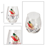 Crystal Christmas Santa's Sleigh Wine & Water Glasses - Set of 2, 17.5oz