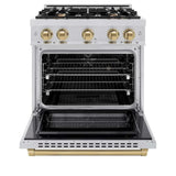 ZLINE 30" Select Gas Range Convection Gas Oven Stainless Steel Champagne Bronze HGRZ-30-CB