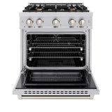 ZLINE 30" Select Dual Fuel Range Gas Cooktop Electric Convection Oven Stainless Steel Brass Burners HDR-BR-30