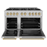 ZLINE 48" Select Dual Fuel Range Gas Cooktop Electric Convection Oven DuraSnow® Stainless Steel Champagne Bronze HDRSZ-48-CB