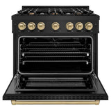 ZLINE 36" Select Dual Fuel Range Gas Cooktop Electric Convection Oven Black Stainless Steel Champagne Bronze HDRBZ-36-CB
