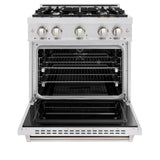 ZLINE 30" Dual Fuel Range, Gas Cooktop, Electric Convection Oven DuraSnow® Stainless Steel, CDRS-30