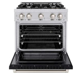 ZLINE 30" Select Dual Fuel Range Gas Cooktop Electric Convection Oven Stainless Steel Black Matte Door HDR-BLM-30