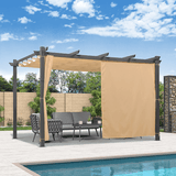 PURPLE LEAF Outdoor Pergola with Retractable Canopy Aluminum Shelter for Beach Porch Garden Shade Pavilion Pergola with Curtains