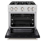 ZLINE 36" Select Gas Range Convection Gas Oven DuraSnow® Stainless Steel Black Matte Door HGRS-BLM-36