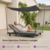 PURPLE LEAF Outdoor Daybed for Patio, Poolside Chaise Lounge Bed with Cushion, Olefin Blend Fabric, Aluminum Frame Sunbed with Side Table for Deck and Backyard