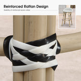 PURPLE LEAF Patio Oversized Backrest Bar Height Stool Set of 2 Outdoor Round Barstools Aluminum Frame Woven Rattan for Indoor Kitchen Dining Bistros Cafe Restaurant