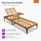 PURPLE LEAF Outdoor Chaise Lounge Patio Lounge Chair Recliner with Side Table and Cushion for Poolside Balcony Backyard