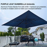PURPLE LEAF SUNBRELLA Cantilever Umbrella Grey Aluminum Patio Umbrella