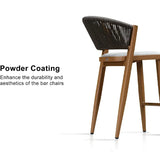 PURPLE LEAF Counter Height Bar Stool Set of 2 Outdoor Stool Chair with Footrest Patio Bar Height Stools Rattan Barstools for Outdoor or Indoor