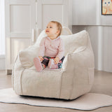MAXYOYO Kids Bean Bag Chair, Sherpa Bean Bag Couch with Decorative Edges for children's room (White)