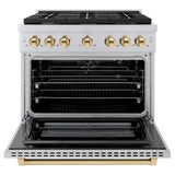 ZLINE 36"Gas Range, Convection Oven Stainless Steel, Gold, SGRZ-36-G