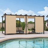PURPLE LEAF Outdoor Pergola with Retractable Canopy Aluminum Shelter for Beach Porch Garden Shade Pavilion Pergola with Curtains