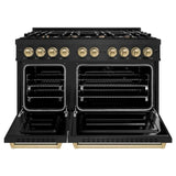 ZLINE 48" Dual Fuel Range, Gas Cooktop, Electric Convection Oven Black Stainless Steel, Champagne Bronze CDRBZ-48-CB