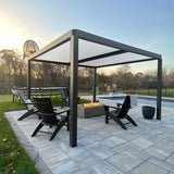 PURPLE LEAF Athena Louvered Pergola Modern Grey Pergola with White Roof for Deck Backyard Garden