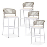 PURPLE LEAF Bar Stool Rattan Bar Stools Counter Stools with Back Metal Bar Height Stool Outdoor Bar Chair for Garden Kitchen