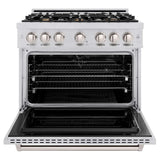 ZLINE 36" Dual Fuel Range, Gas Cooktop, Electric Convection Oven Stainless Steel, CDR-BR-36