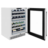 ZLINE 24" Touchstone Dual Zone 44 Bottle Wine Cooler DuraSnow® Stainless Steel Glass Door Matte Black Handle RWDOZ-SN-24-MB
