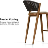 PURPLE LEAF Counter Height Bar Stool Set of 2 Outdoor Stool Chair with Footrest Patio Bar Height Stools Rattan Barstools for Outdoor or Indoor