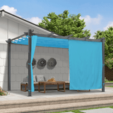 PURPLE LEAF Outdoor Pergola with Retractable Canopy Aluminum Shelter for Beach Porch Garden Shade Pavilion Pergola with Curtains