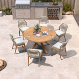 PURPLE LEAF Round & Rectangle Outdoor Dining Table HPL Aluminum Tabletop Modern Dining Table for Deck Kitchen