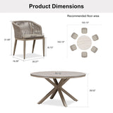PURPLE LEAF Round Patio Dining Set with Aluminum Frame and Wicker Rattan Dining Chair with Comfortable Cushions for Deck Porch Kitchen Outdoor
