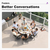 PURPLE LEAF Round Patio Dining Set with Aluminum Frame and Wicker Rattan Dining Chair with Comfortable Cushions for Deck Porch Kitchen Outdoor